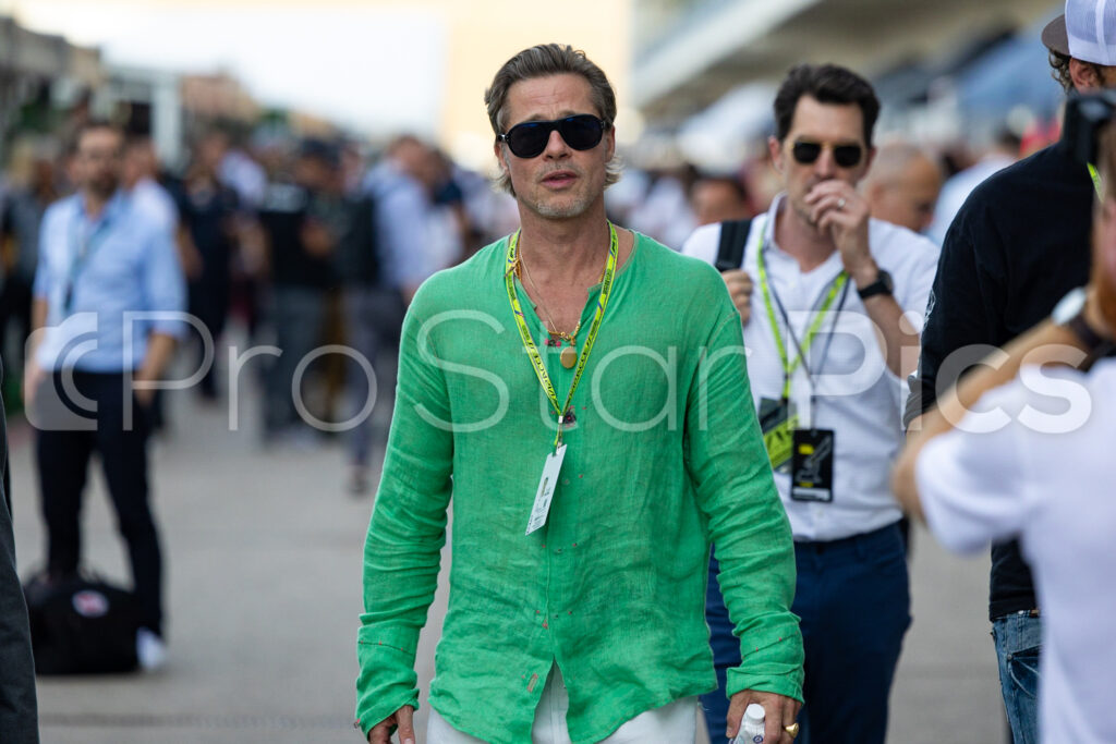 Brad Pitt F1 Celebrity attends 2023 Silverstone GP while filming APEX F1 movie