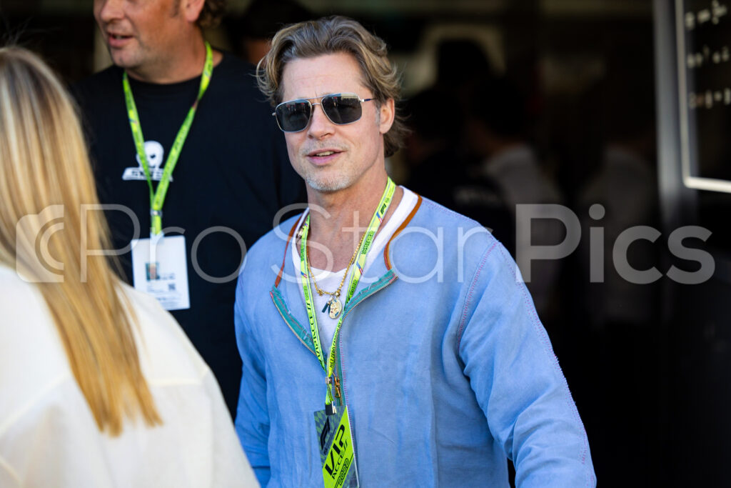 Brad Pitt attends the 2022 Austin GP prior to commencing filming of Brad pitt's new F1 movie