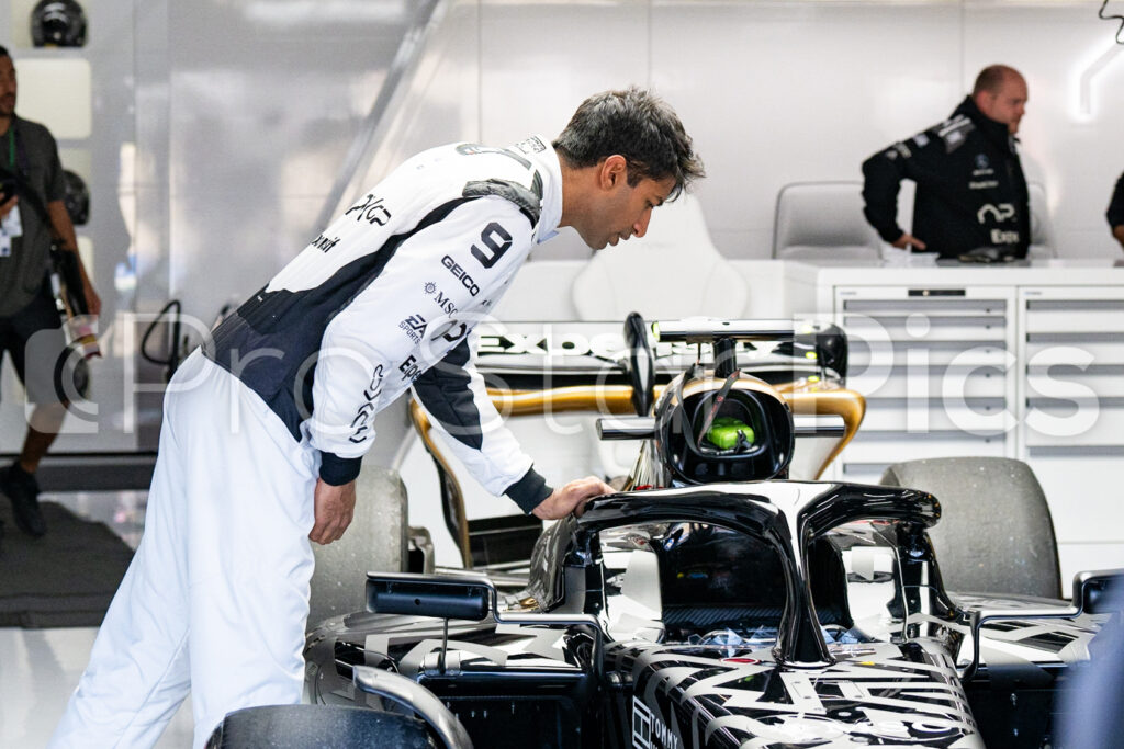 APX GP F1 car in the their F1 garage filming for Brad Pitt's F1 movie