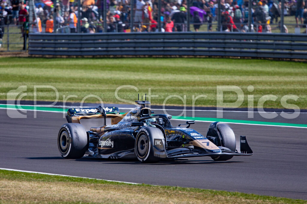 Brad Pitt's Apex f1 team livery during Silverstone GP filming for Brad Pitt F1 movie