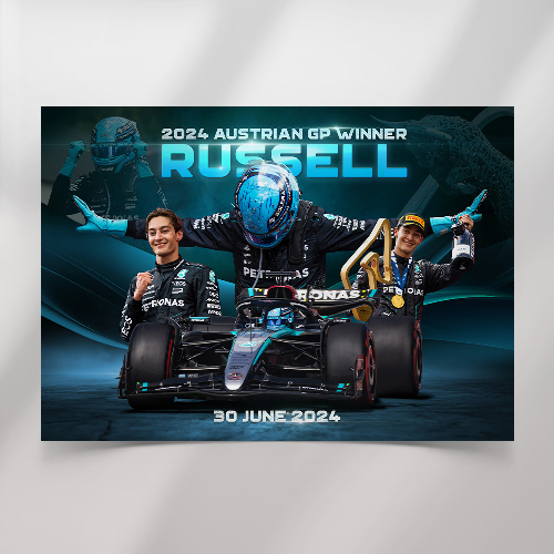 George Russell Austrian Win Poster