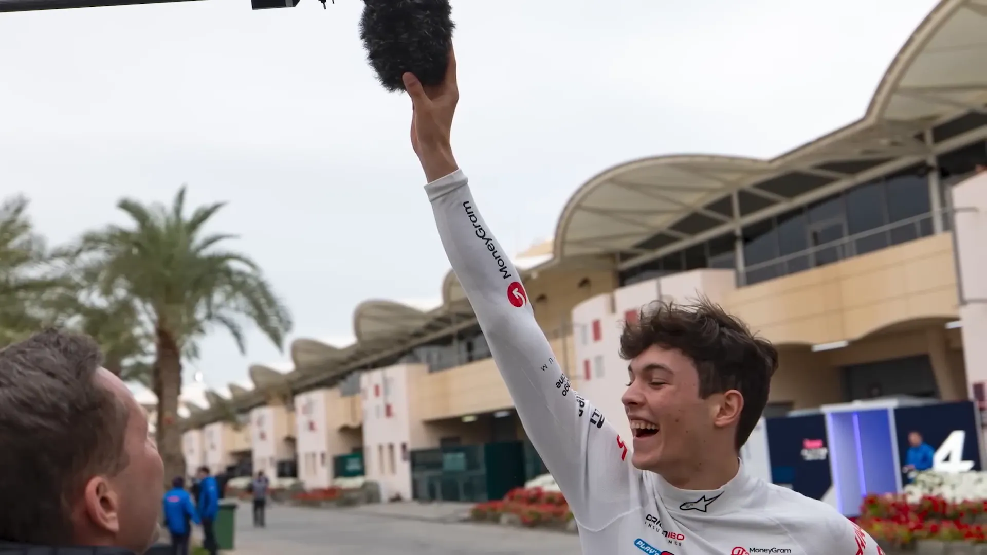 Kimi Antonelli and Oliver Behrman with Netflix crew