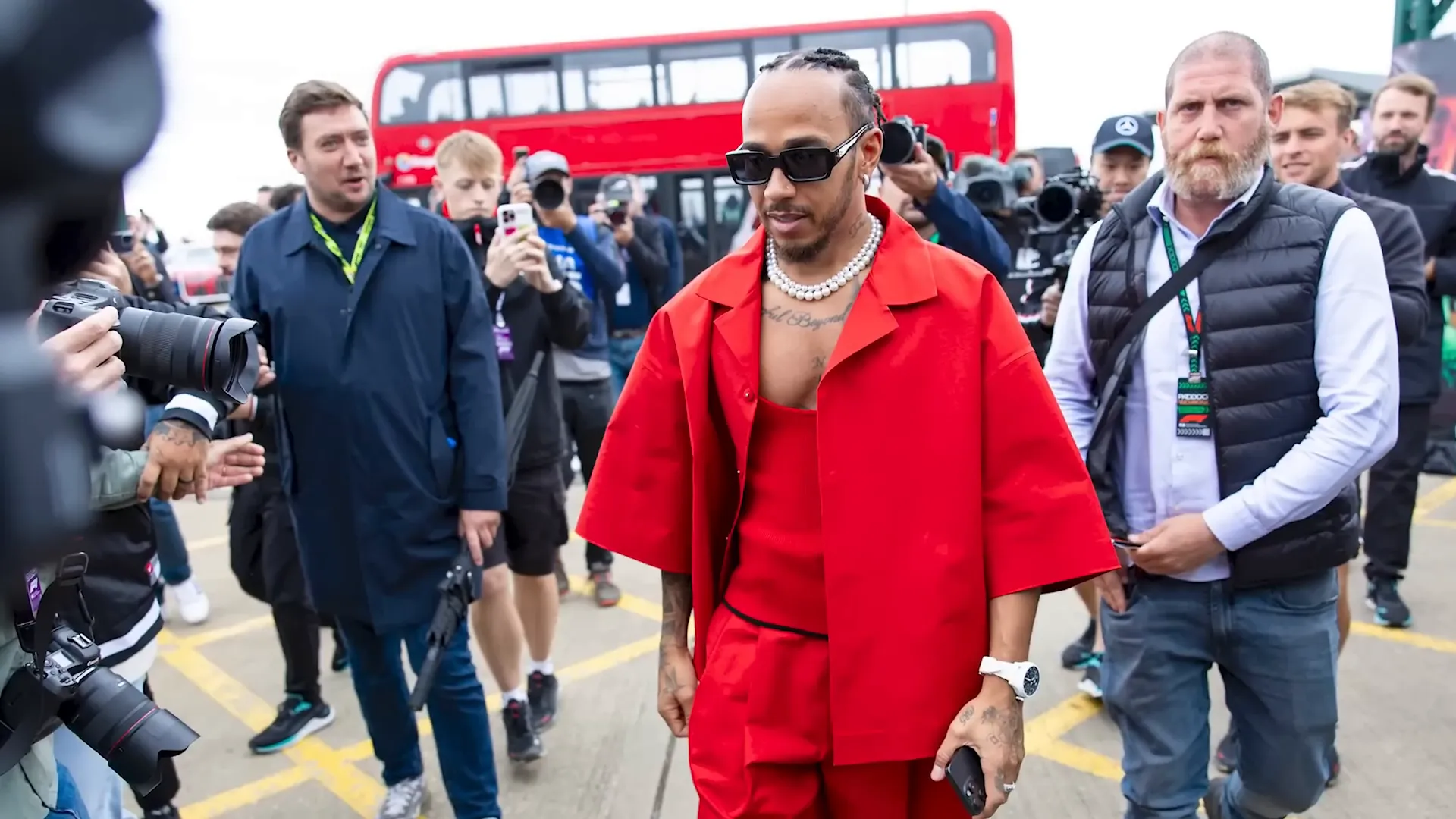 Lewis Hamilton arriving at Silverstone