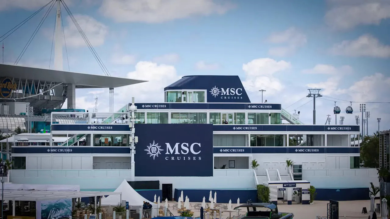MSC Cruises main building overlooking the Miami GP hospitality area
