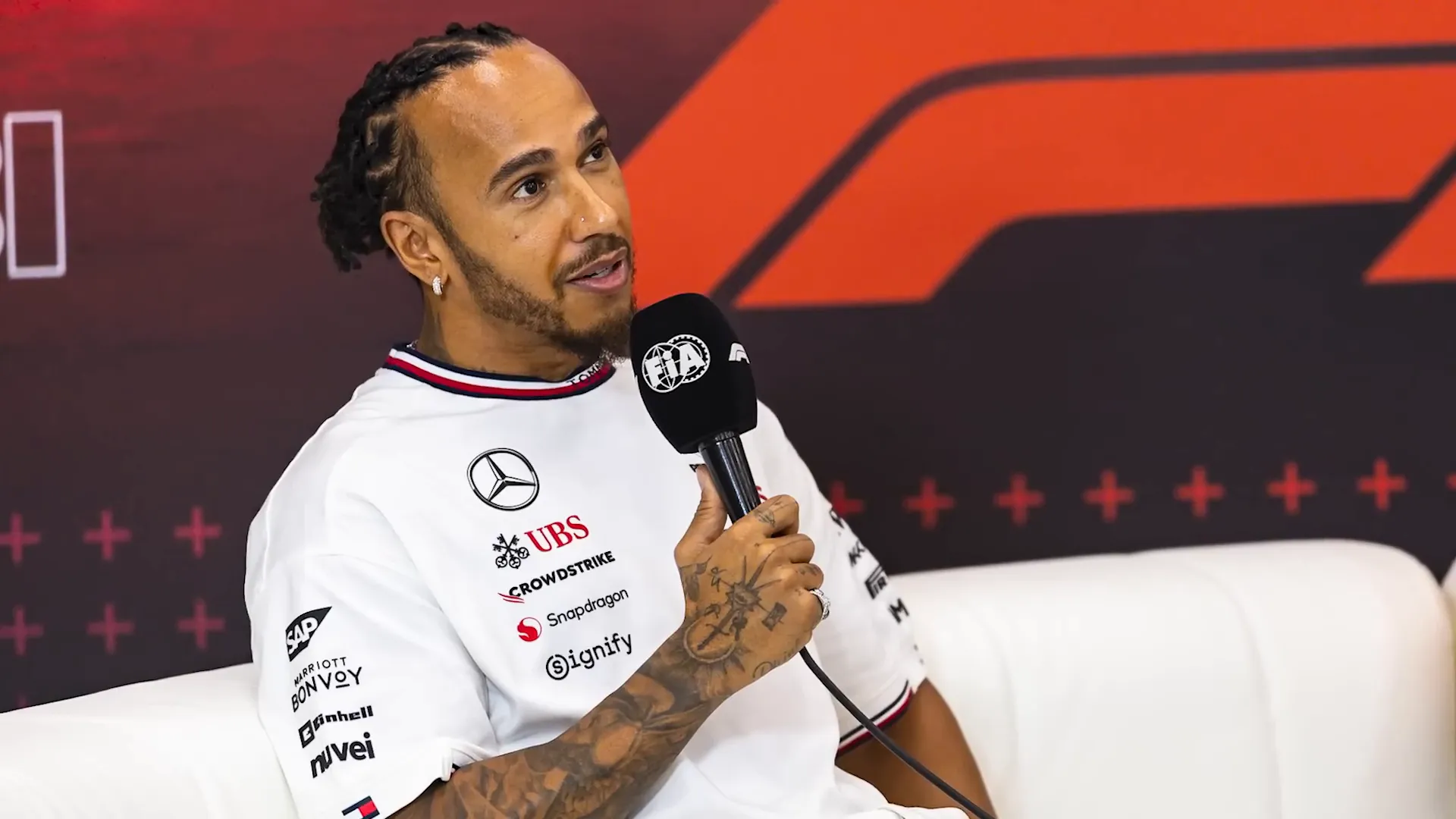 Lewis Hamilton on set of the F1 movie