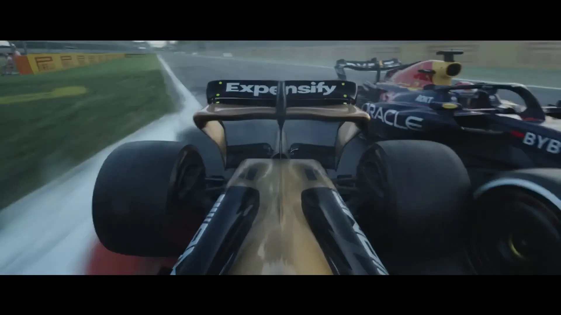 Max Verstappen racing against Brad Pitt's character