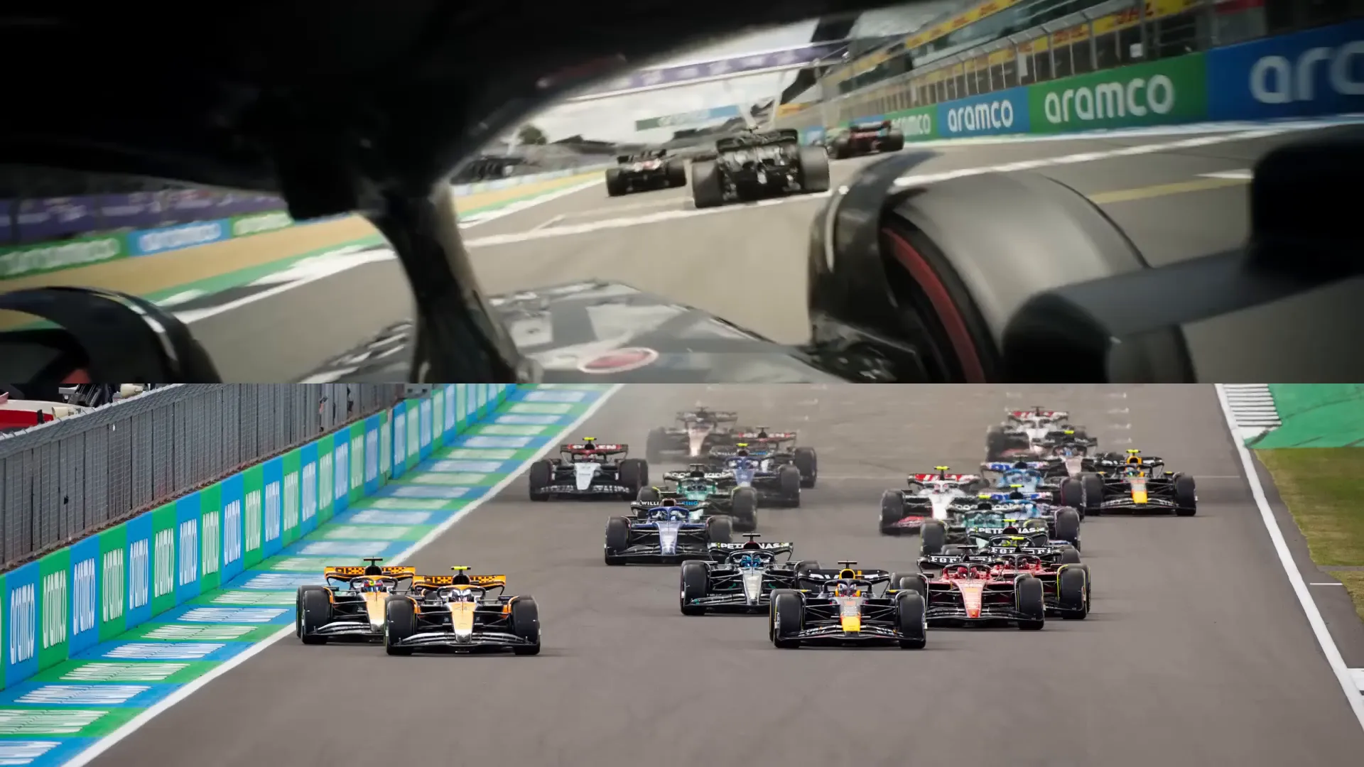 Race start at Silverstone from the trailer