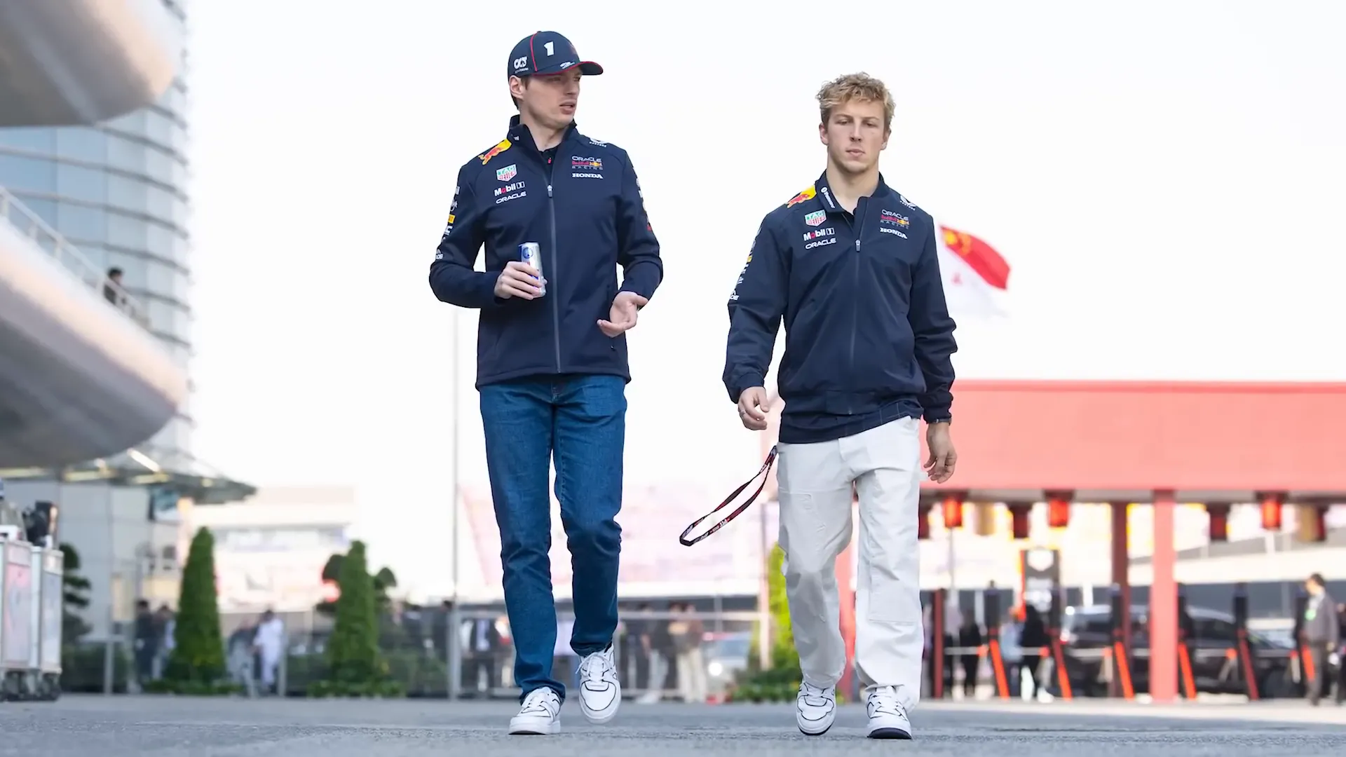 Max Verstappen driving in a Red Bull.