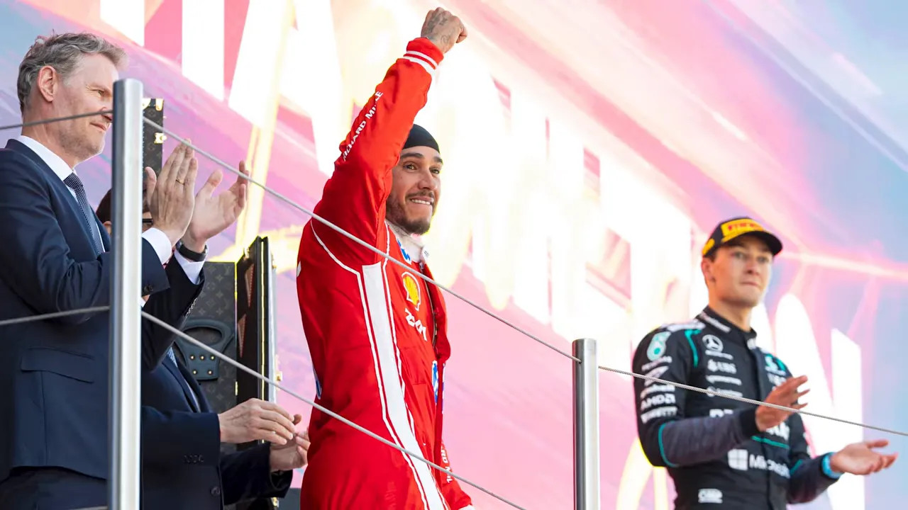 Championship standings showing Antonelli first, Hamilton second and Russell third