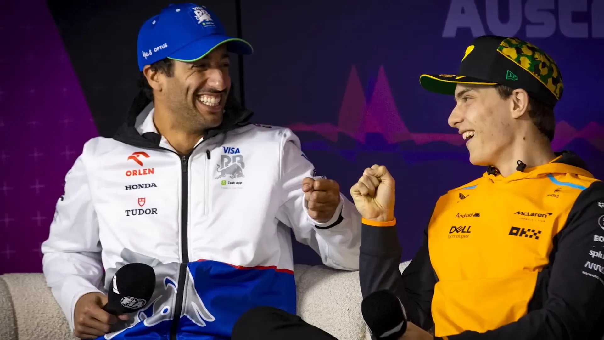 Daniel Ricciardo congratulates Oscar Piastri
