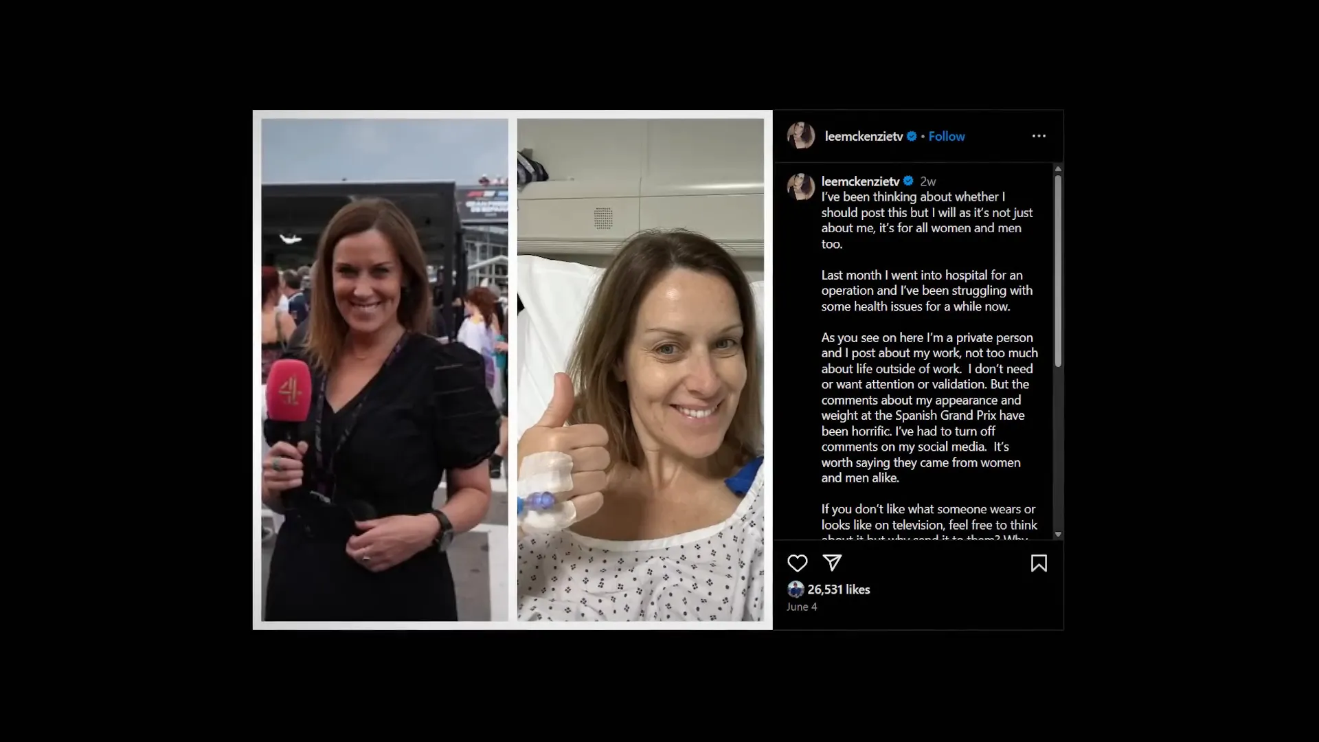 Lee McKenzie, Channel 4 commentator, addressing social media abuse