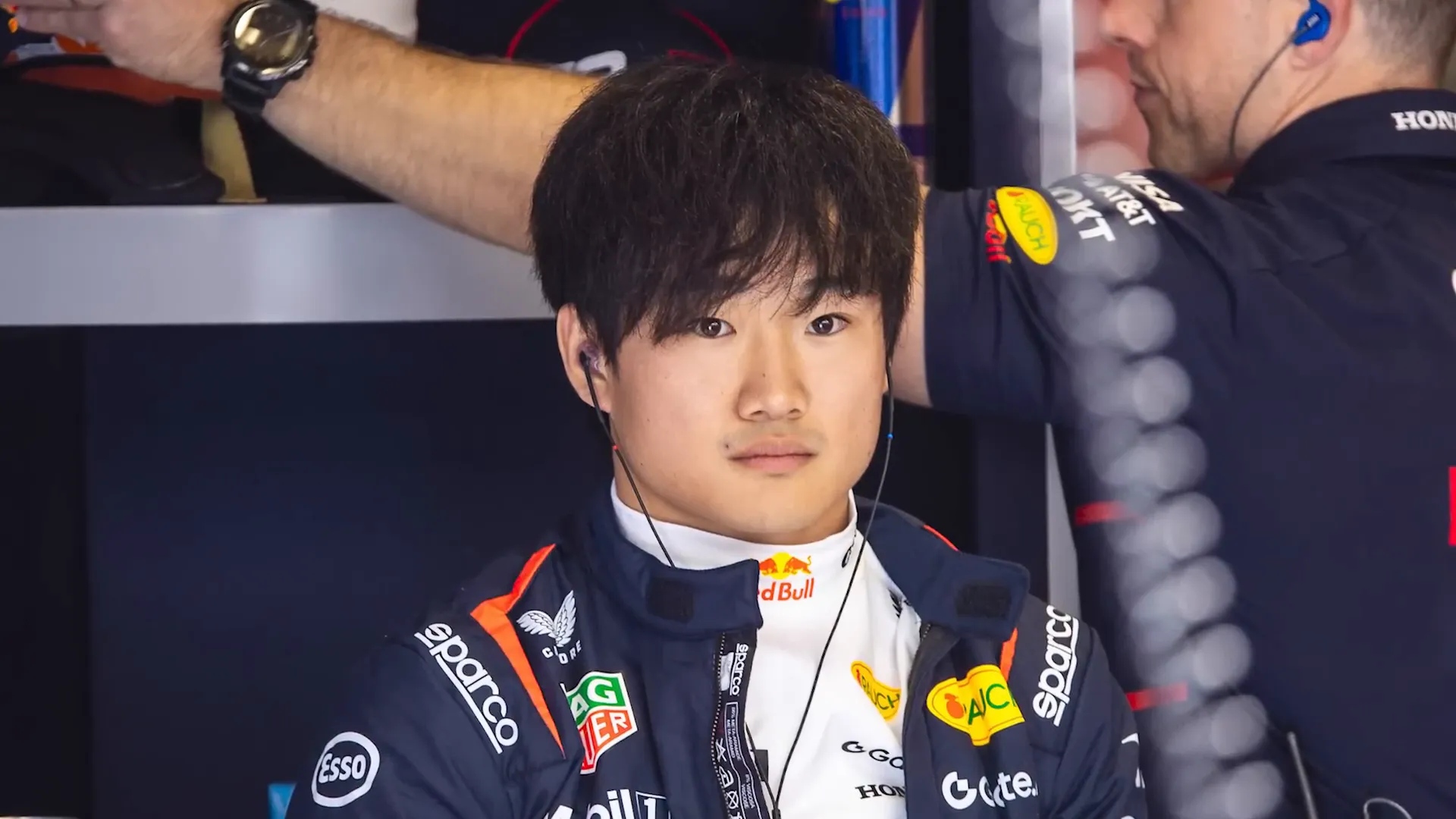 Yuki Tsunoda reacting to being blocked by Franco Colapinto at Imola