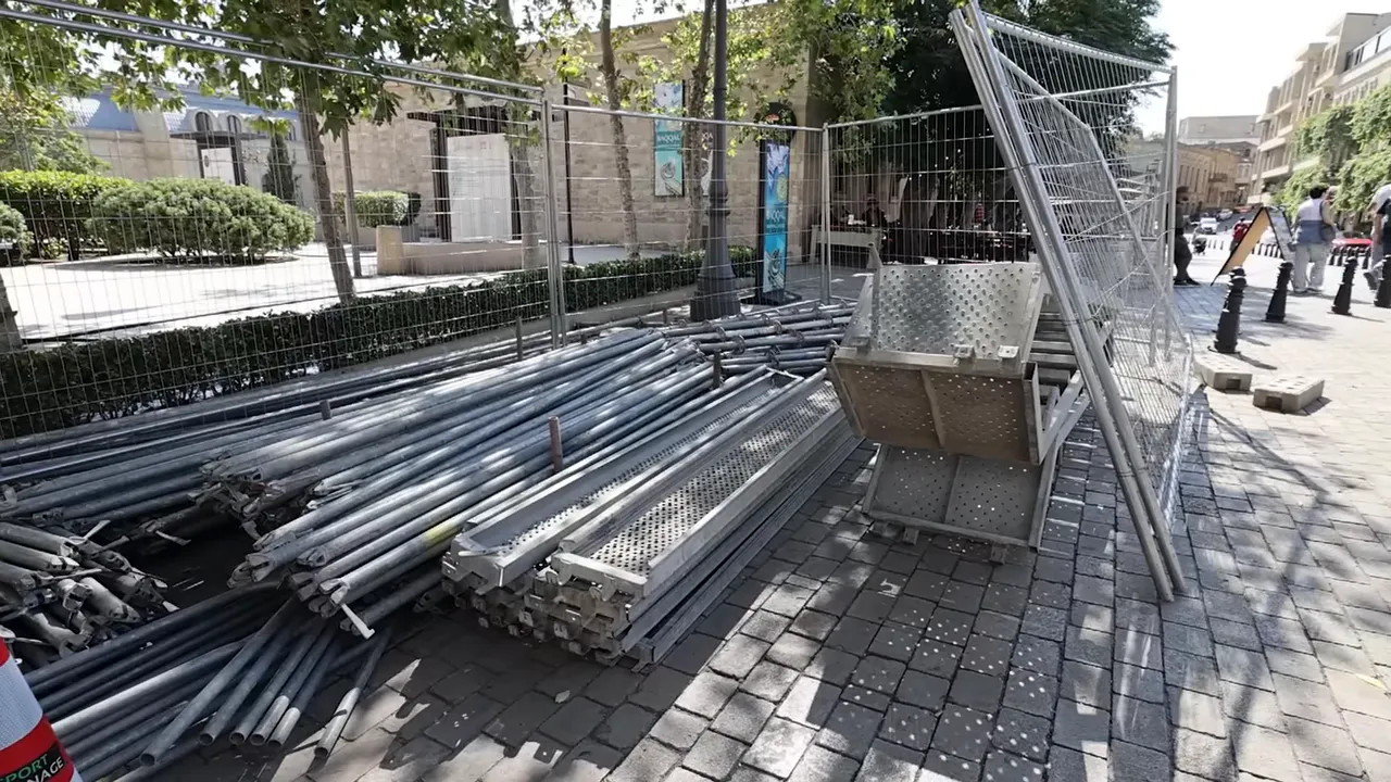 Removed temporary staircase area near the fortress with metalwork left on the ground