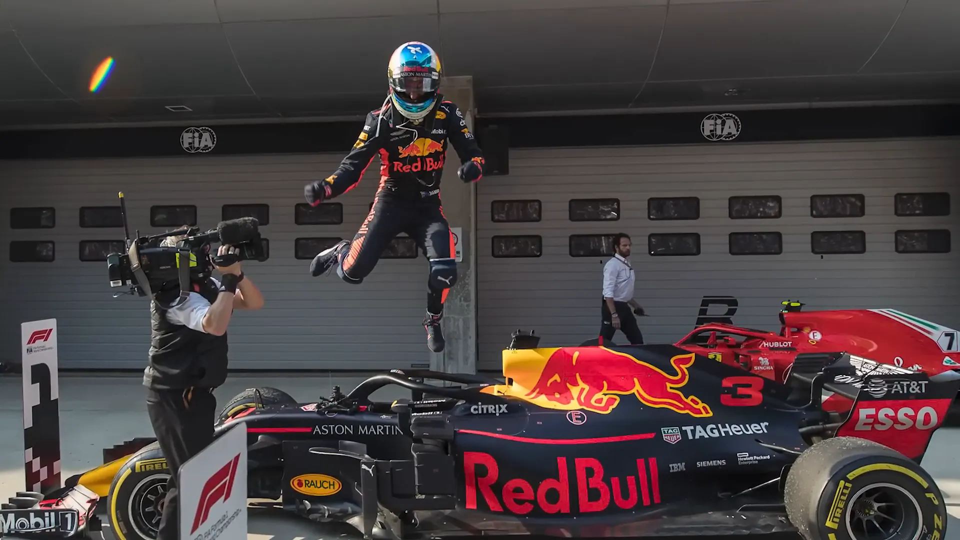 Esteban Ocon celebrating his unexpected points