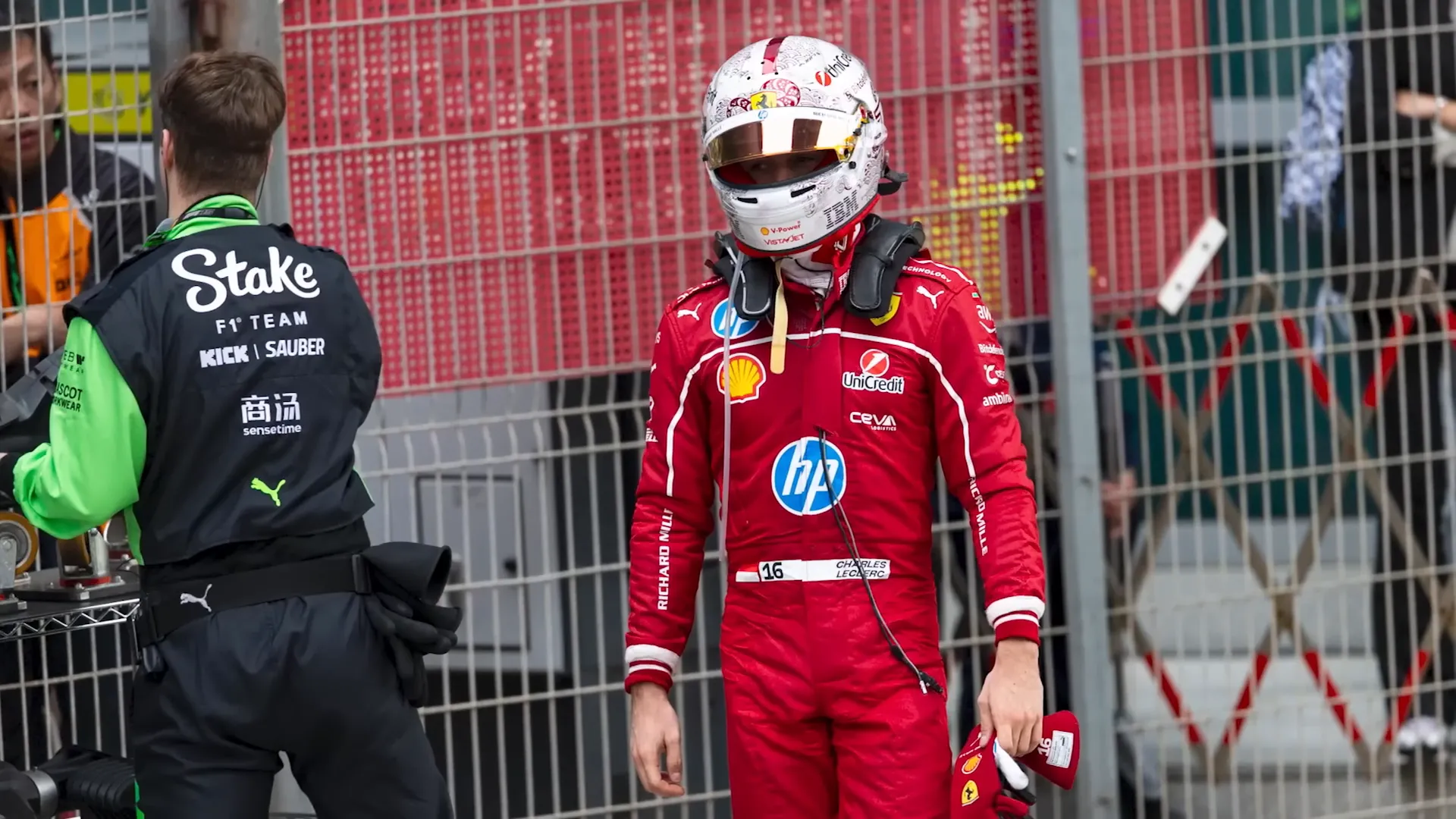 Ferrari team during the race