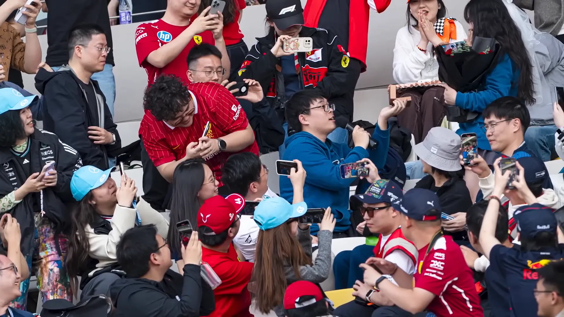 Marriage proposal in the grandstand