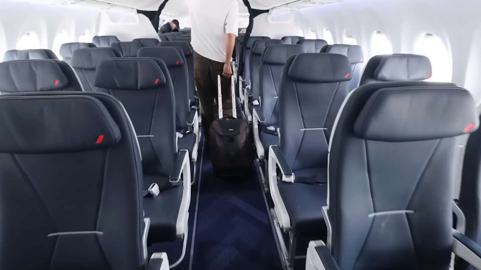 Air France business class cabin on Airbus A220