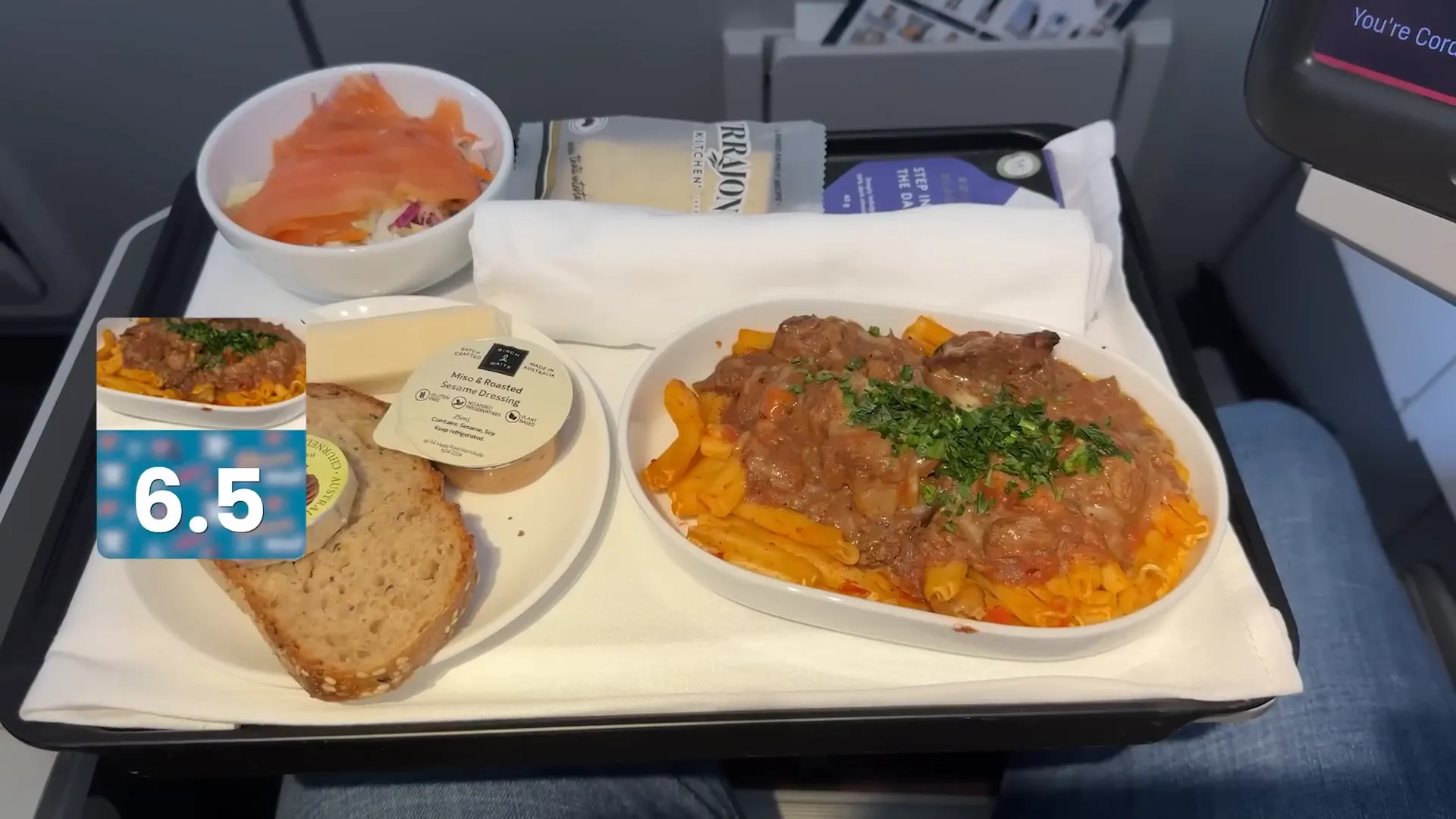 Lunch served during the flight
