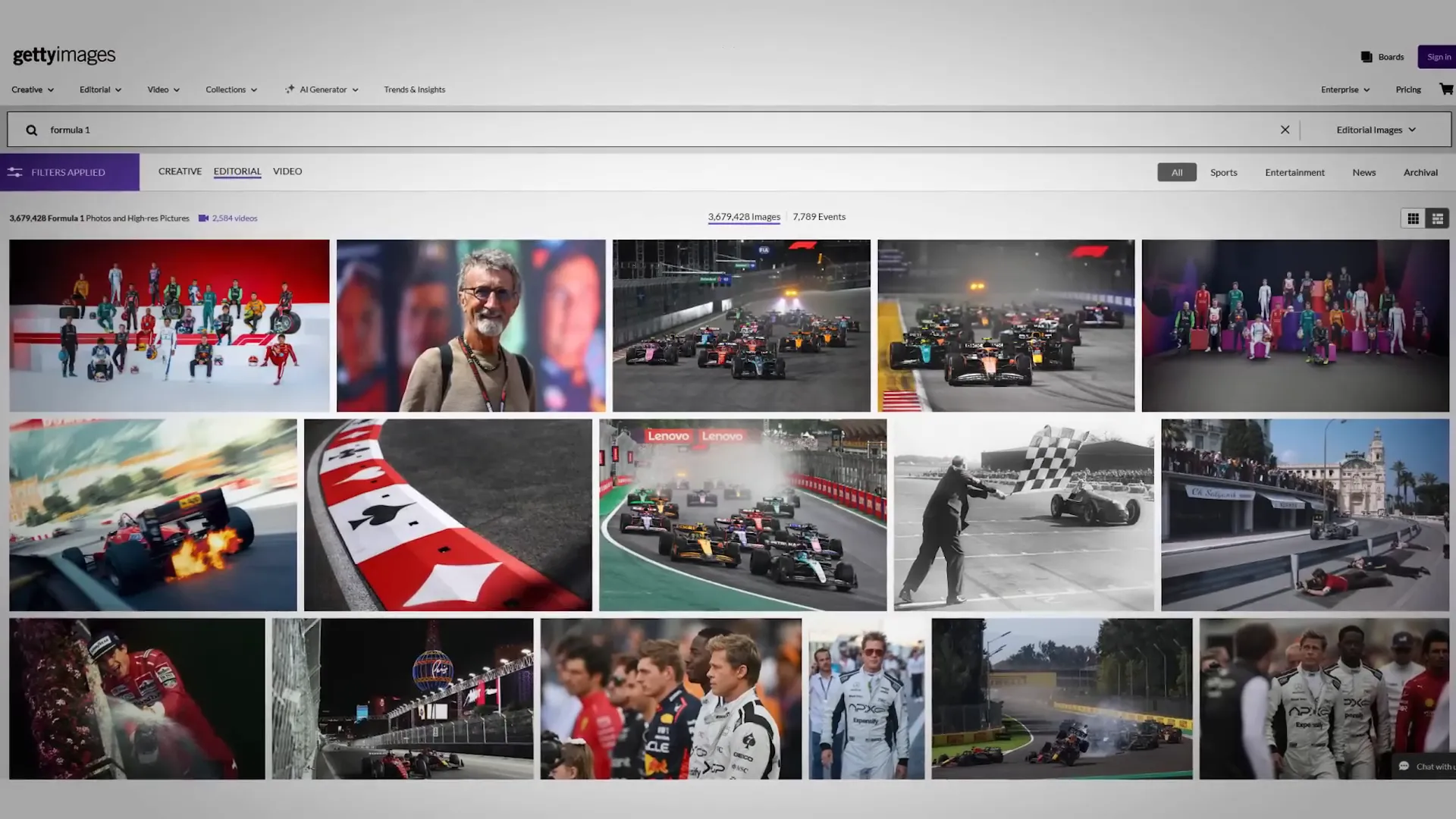 Getty Images photographers covering an F1 race