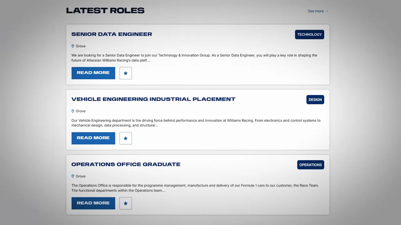 Team job postings and recruitment pages on a laptop screen