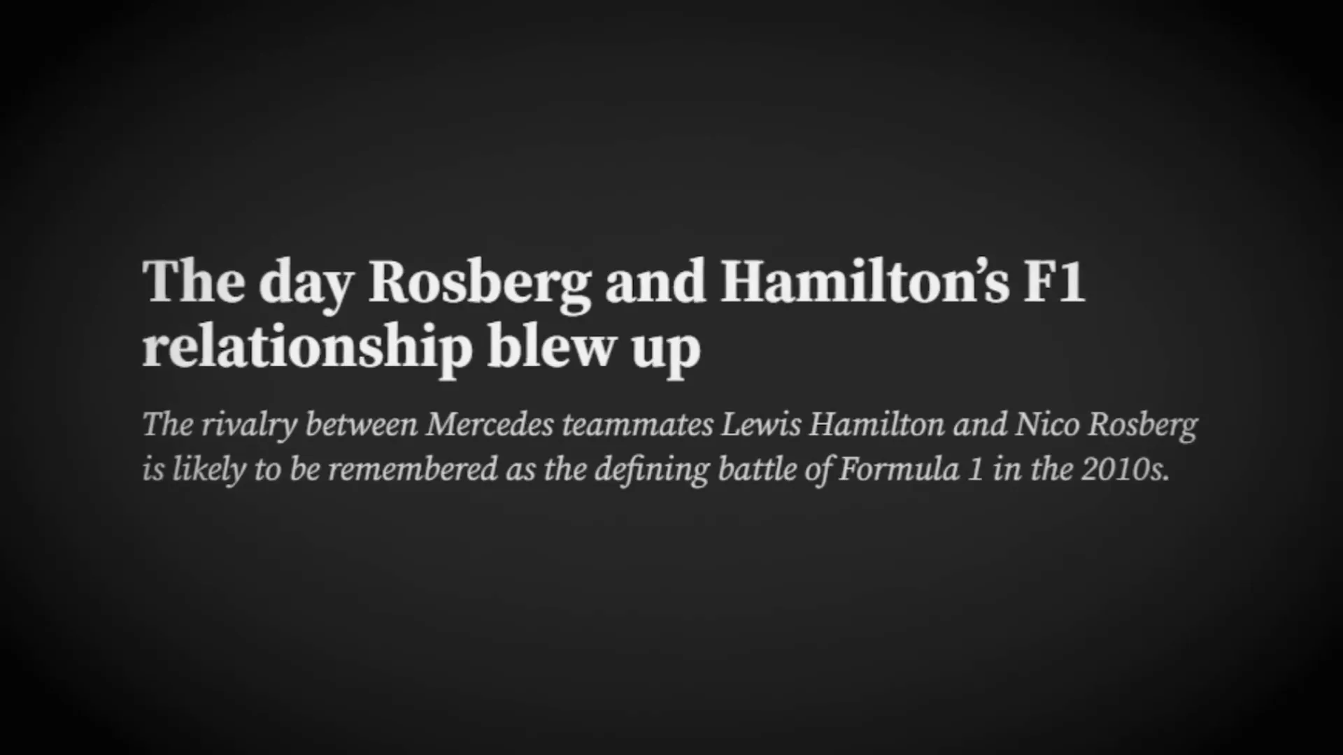 Lewis Hamilton and Nico Rosberg rivalry at Mercedes
