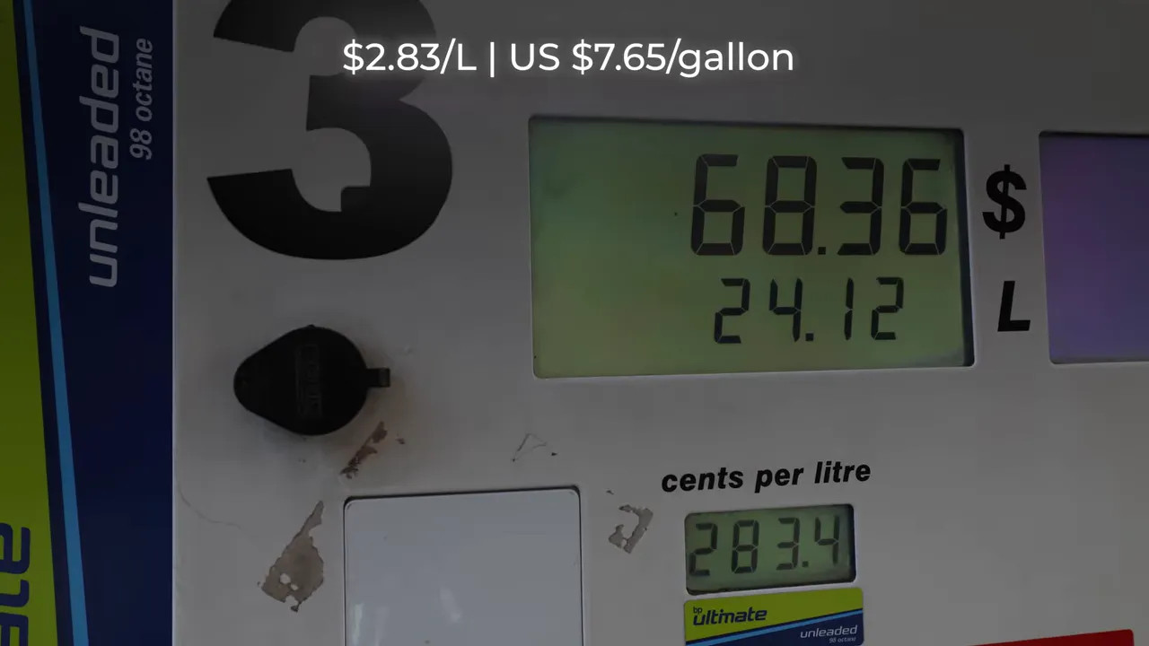 Fuel pump display showing petrol price of 283.9 cents per litre