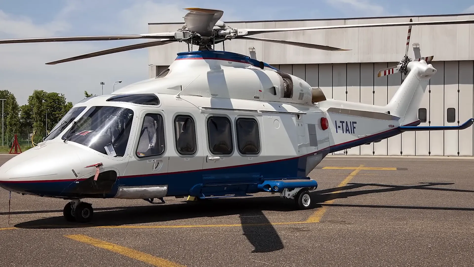 Ferrari's helicopter landing at the track