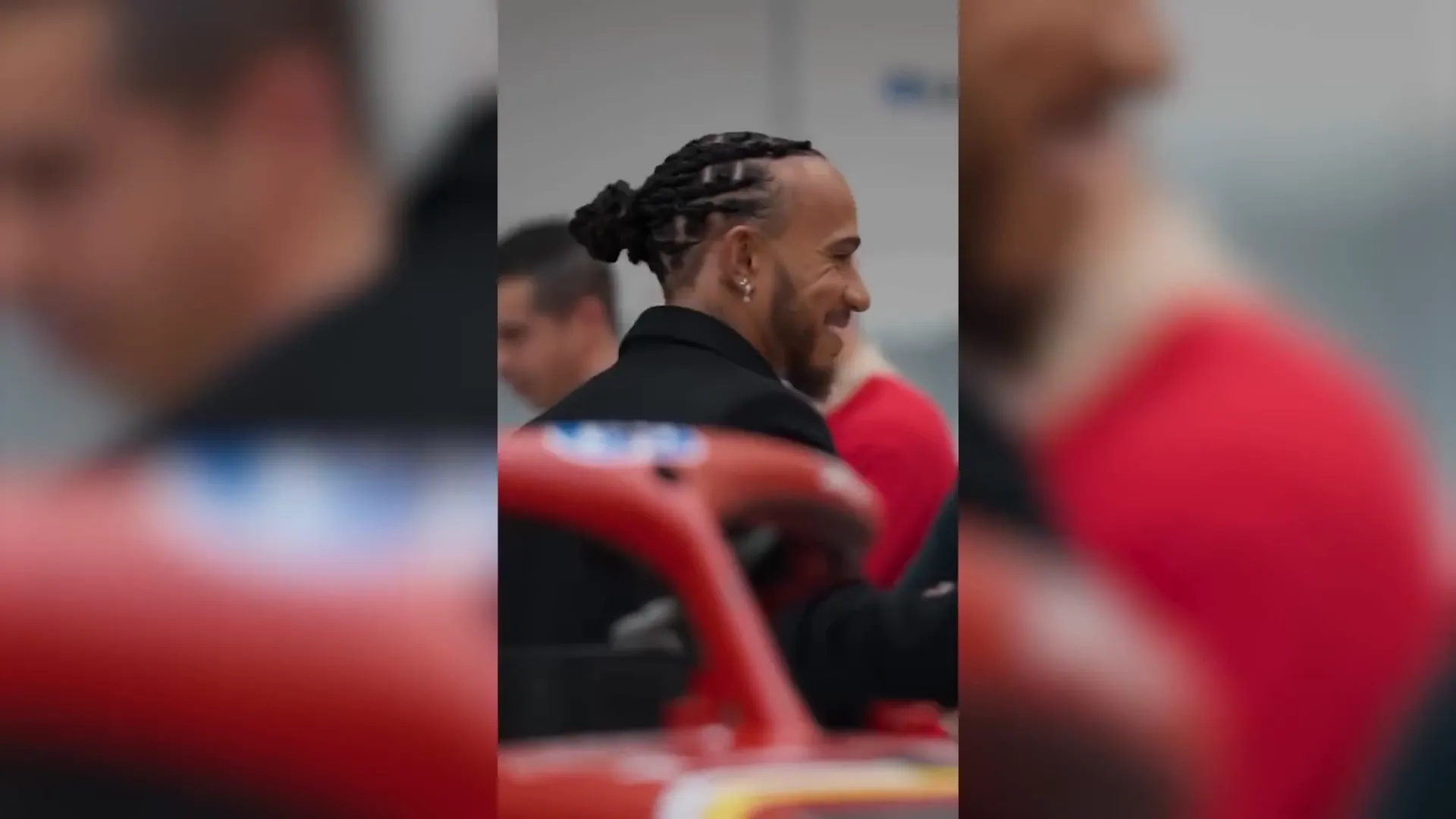 Lewis Hamilton greeting fans at Ferrari