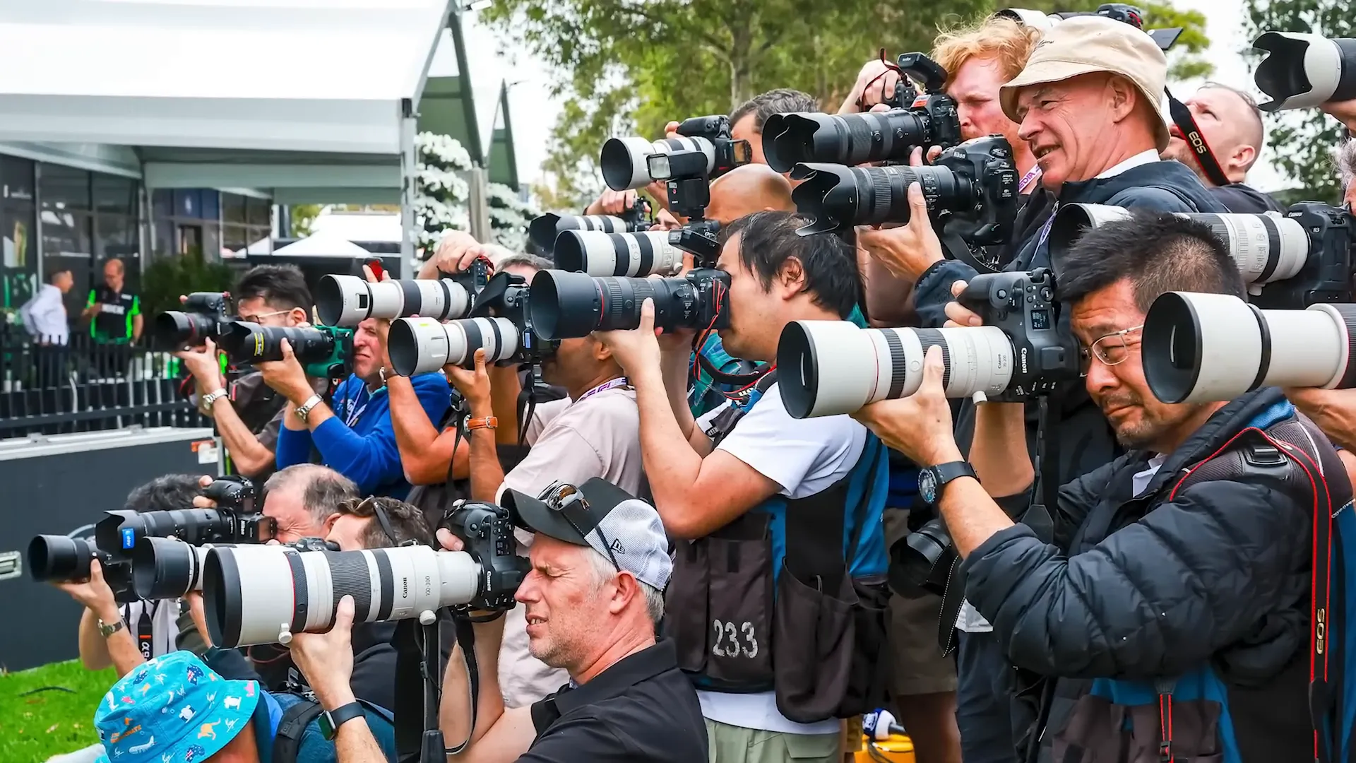 Camera equipment used by media personnel.