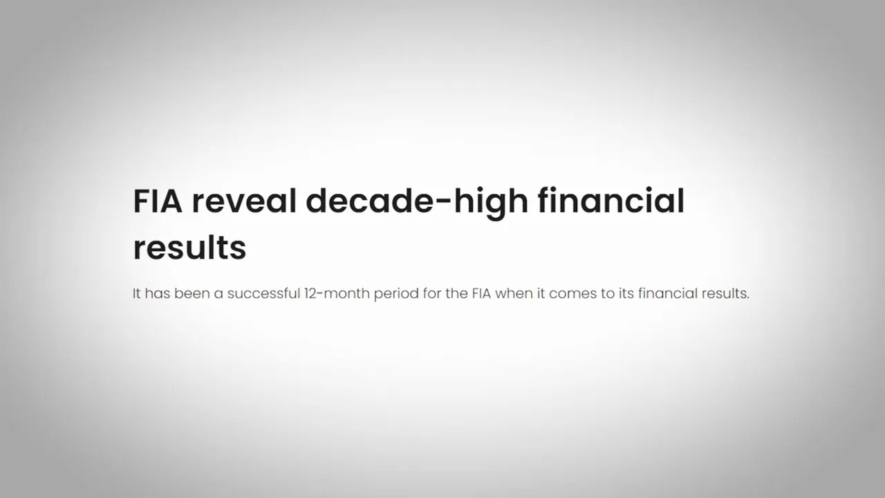 Headline on white background about FIA revealing decade-high financial results