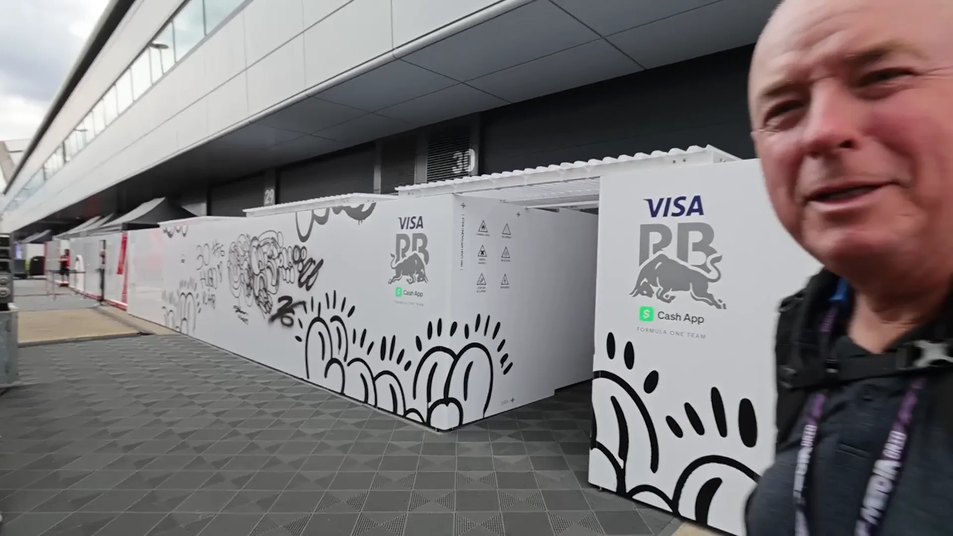 Graffiti artwork collaboration behind V Car garage at Silverstone