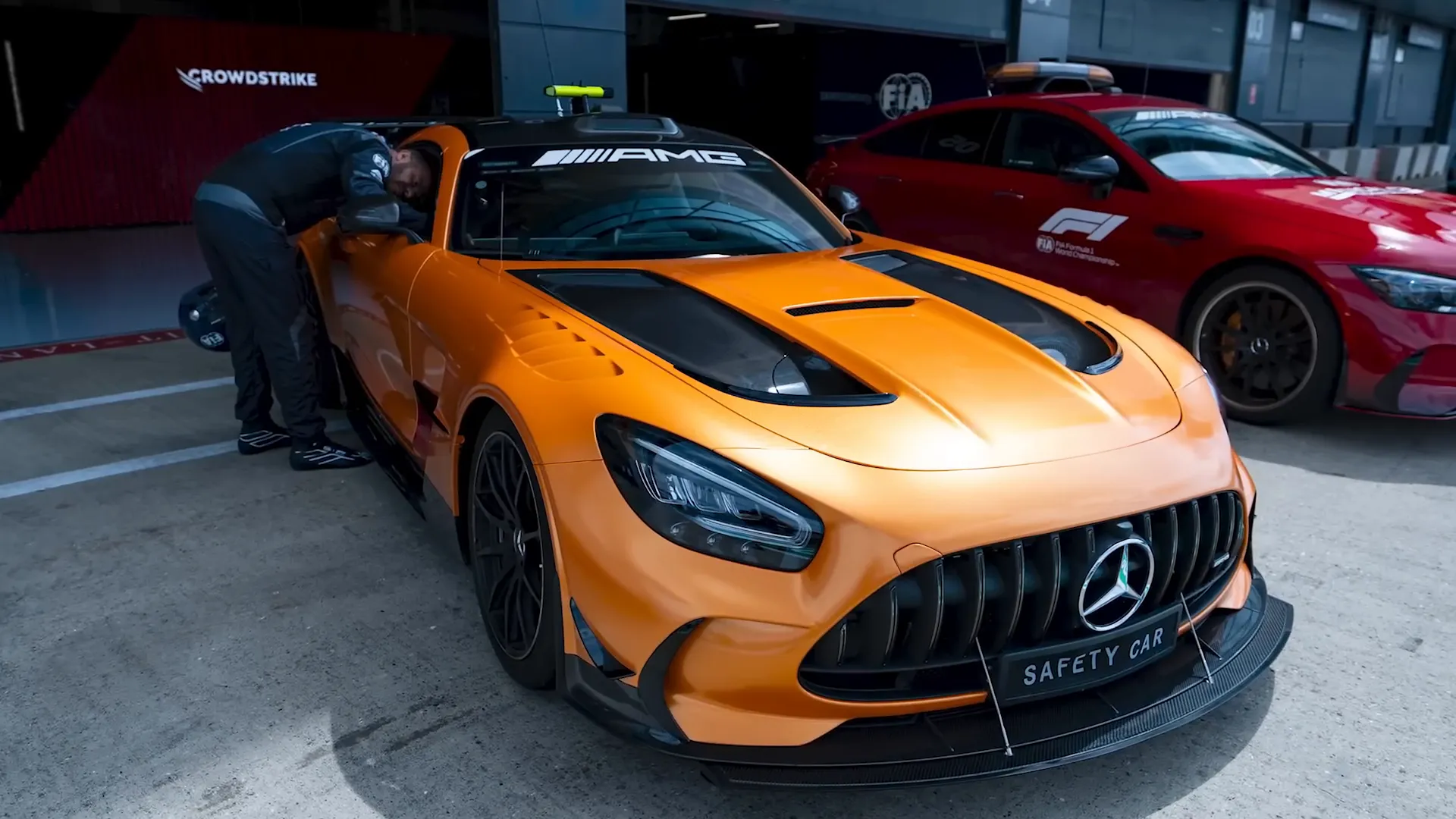 Mercedes AMG safety car wrapped in Netherlands gold at Silverstone
