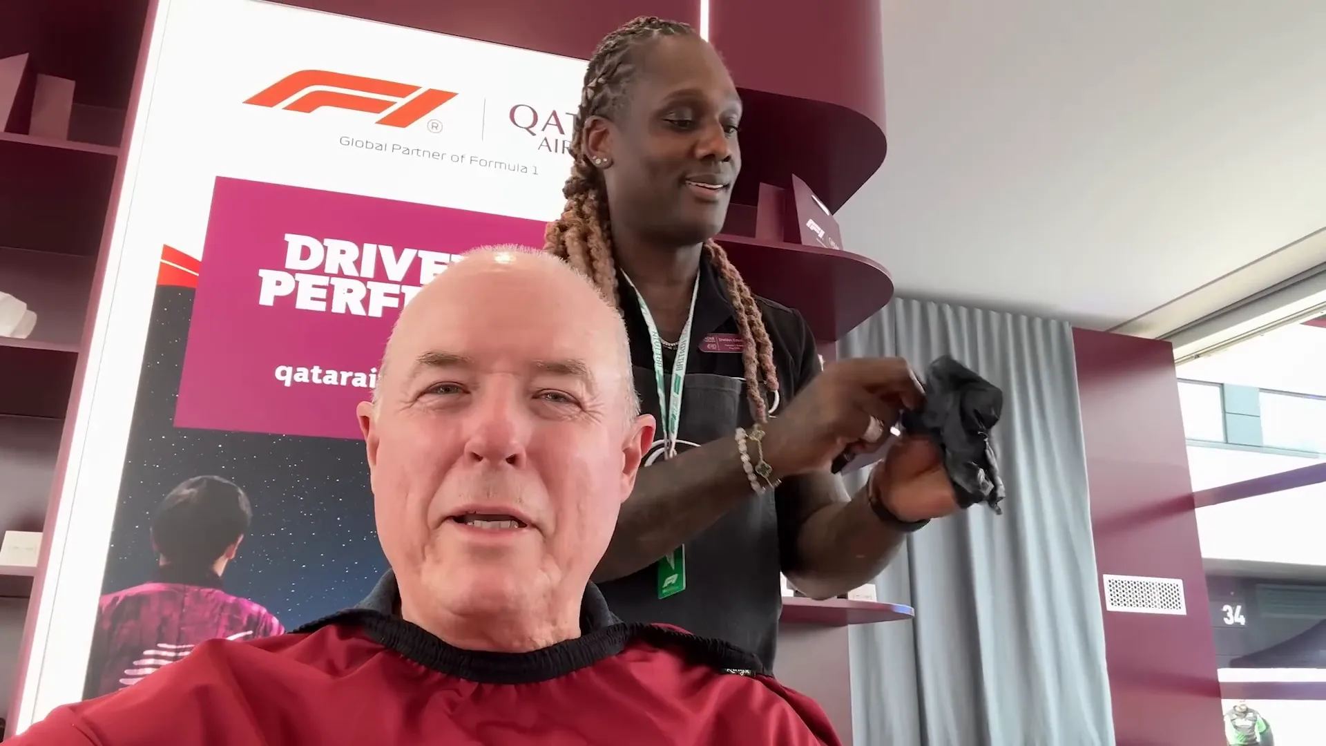 Sheldon from HD Cuts giving a haircut at Silverstone