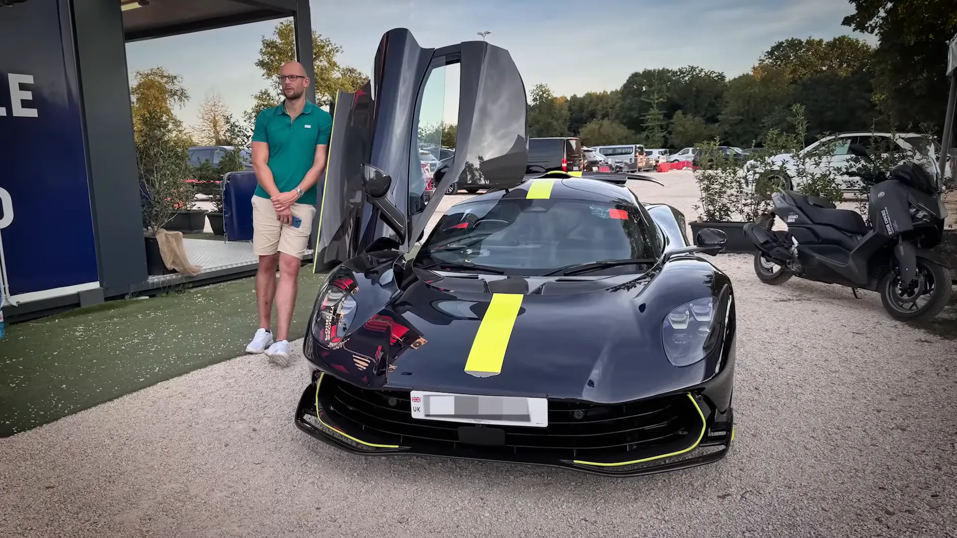 Fernando Alonso's Aston Martin Valhalla parked in the paddock after the race
