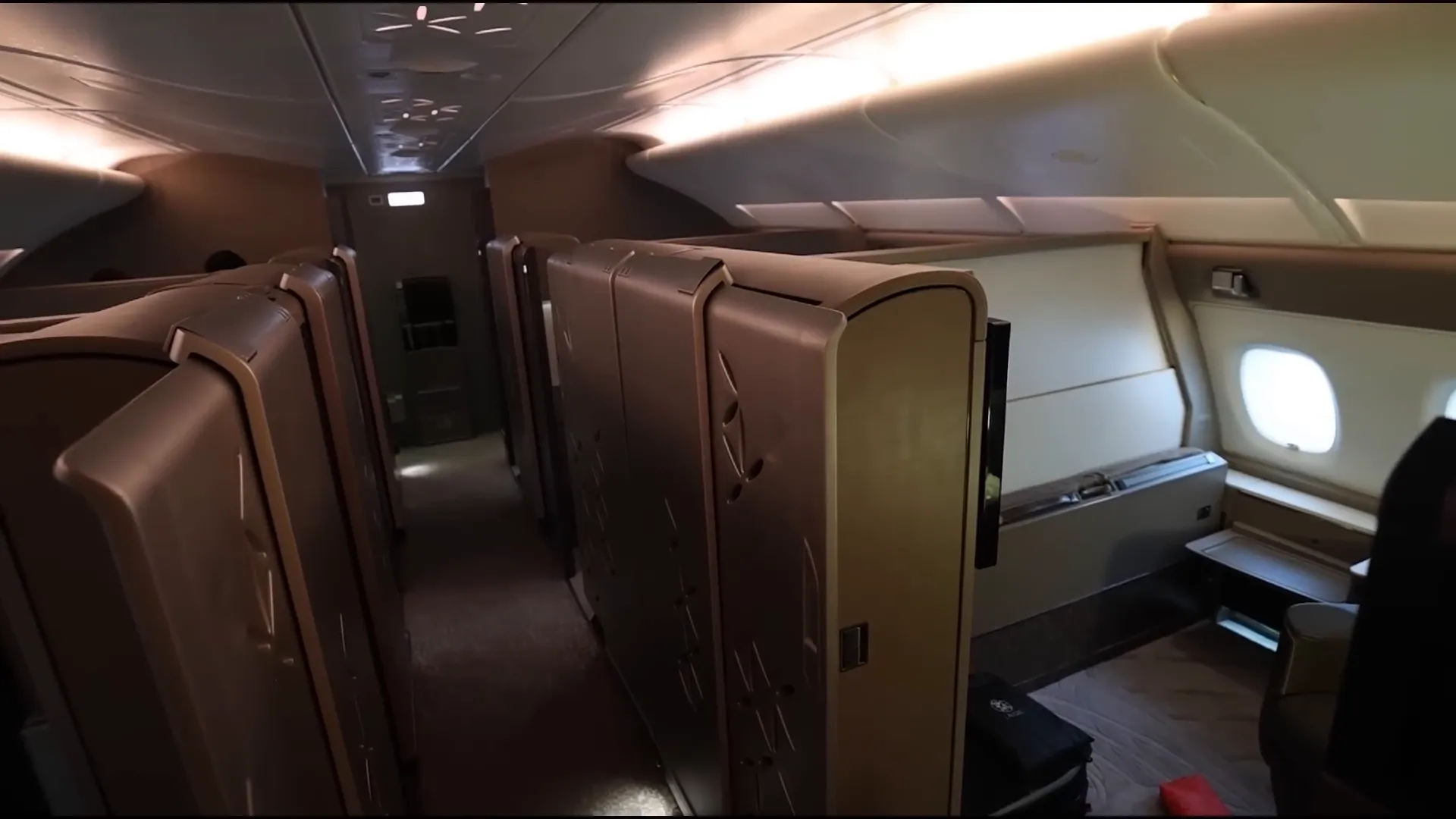 Power outlets and storage space inside the suite