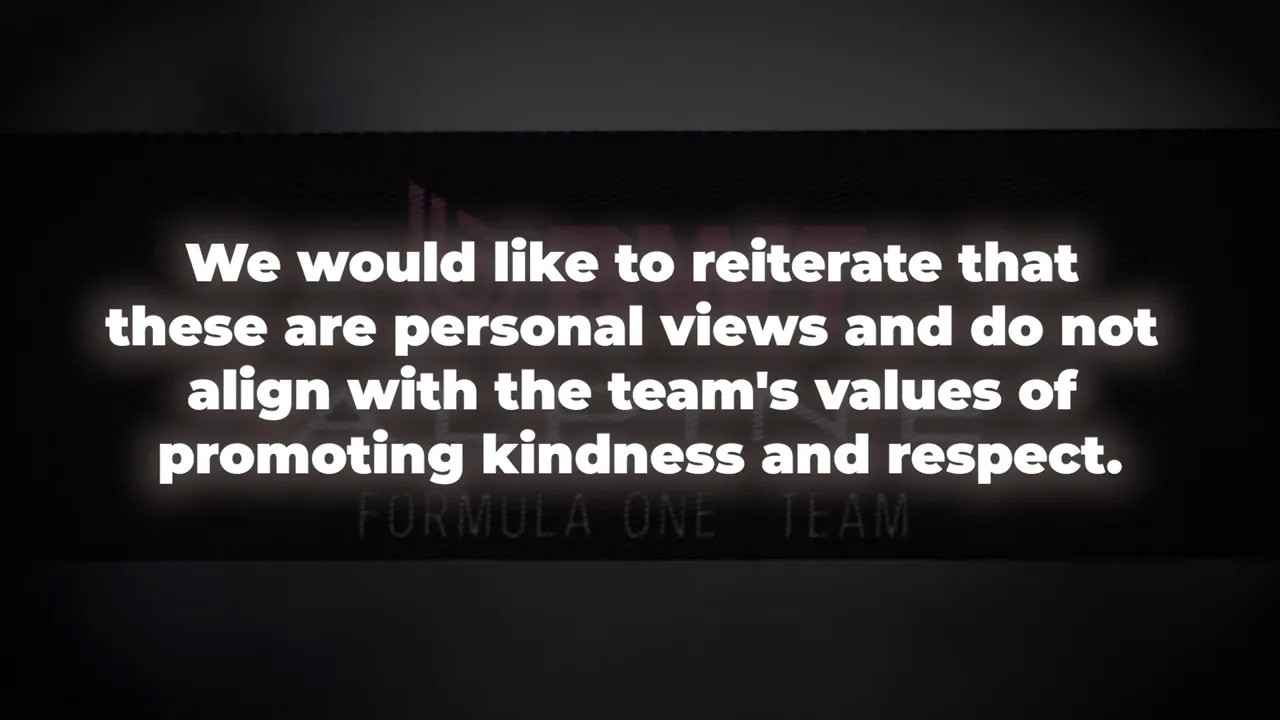 Alpine statement saying the personal views do not align with its values of kindness and respect