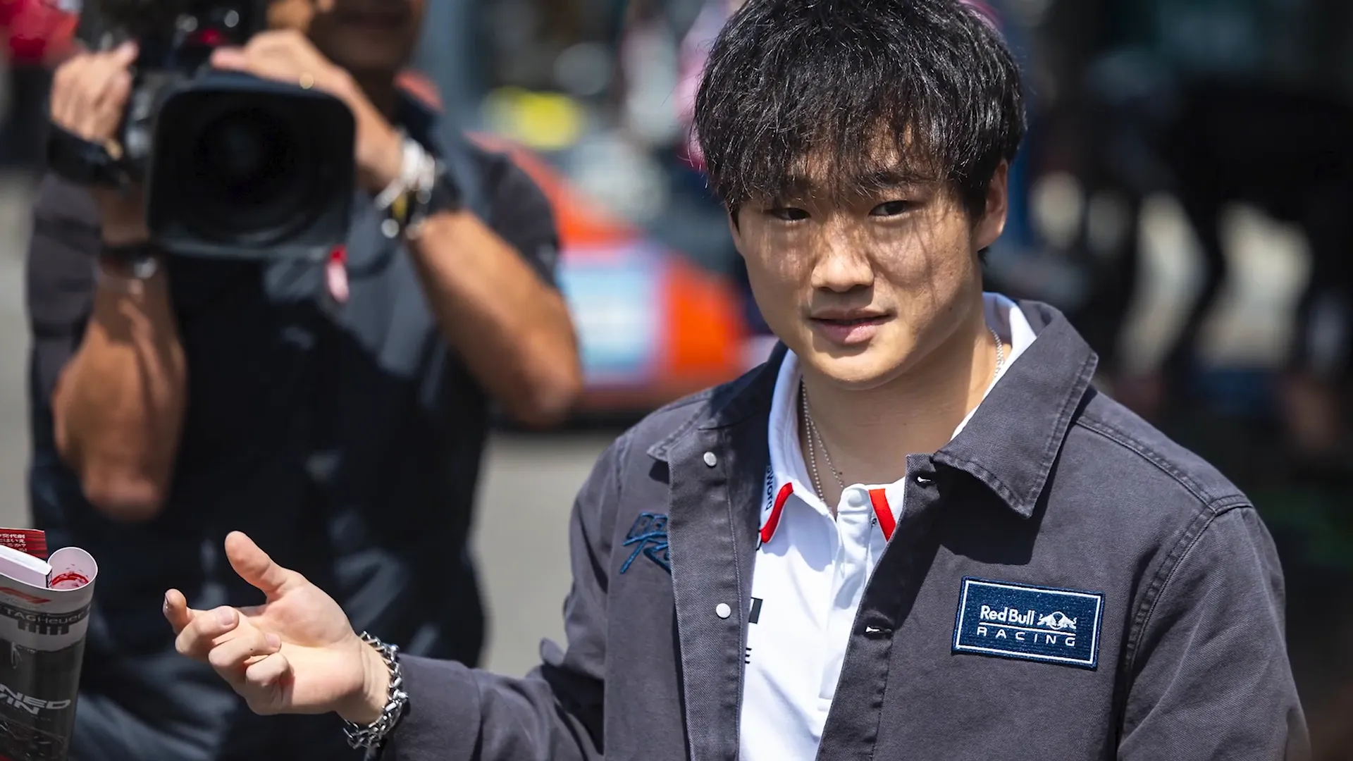 Yuki Tsunoda with media at the Japanese GP