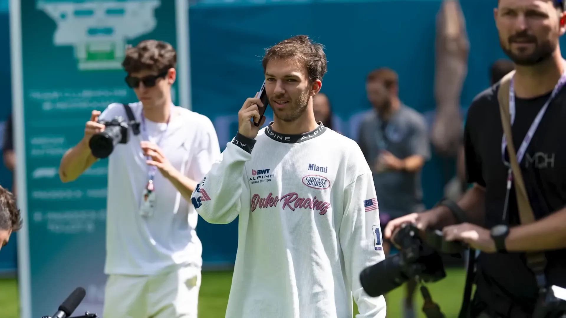 Pierre Gasly having fun with the media