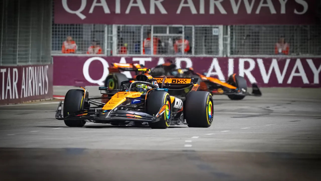 Lando Norris and Oscar Piastri come together on the first lap