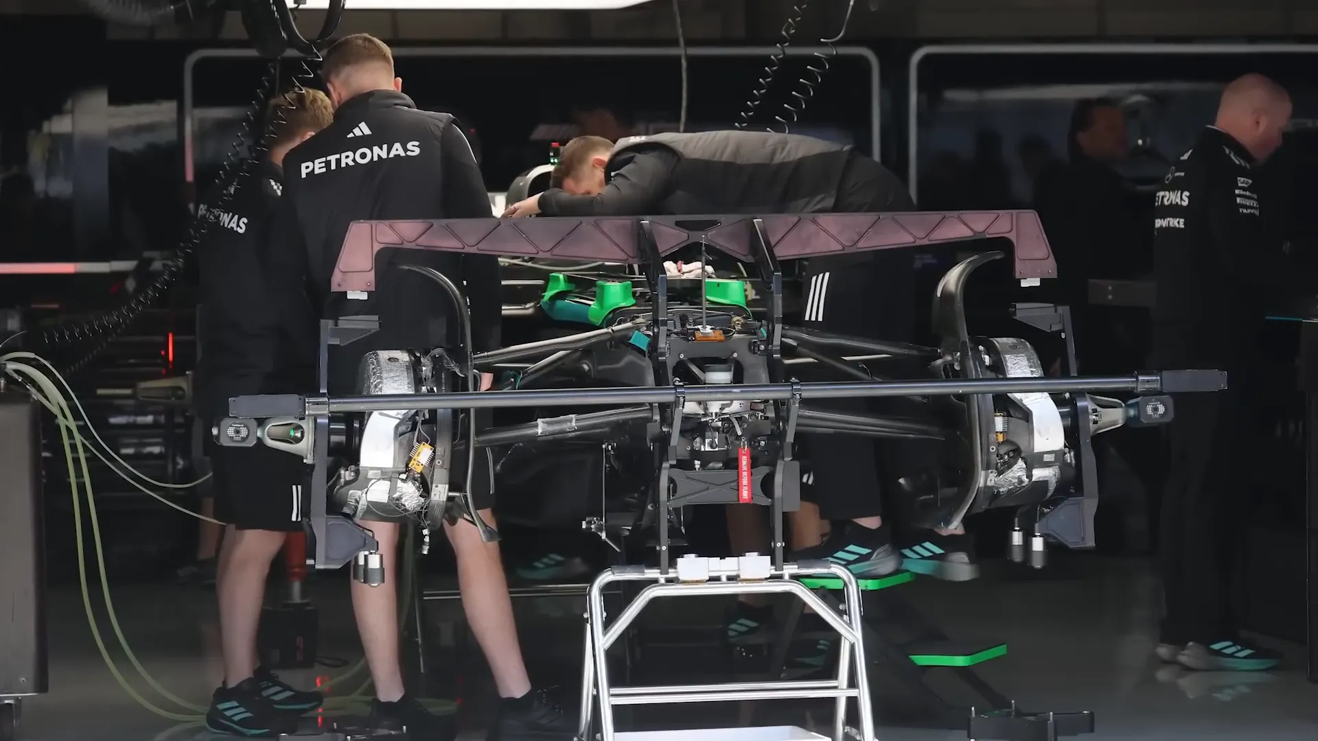 Teams unpacking freight in the garage