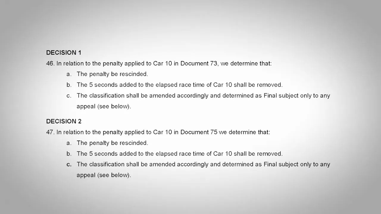FIA decision document showing two decisions and references to evidence and review conclusions