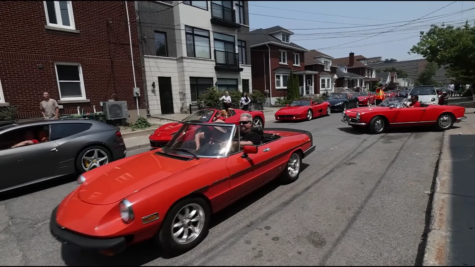 Colorful Ferrari festival parade in Little Italy, Ottawa