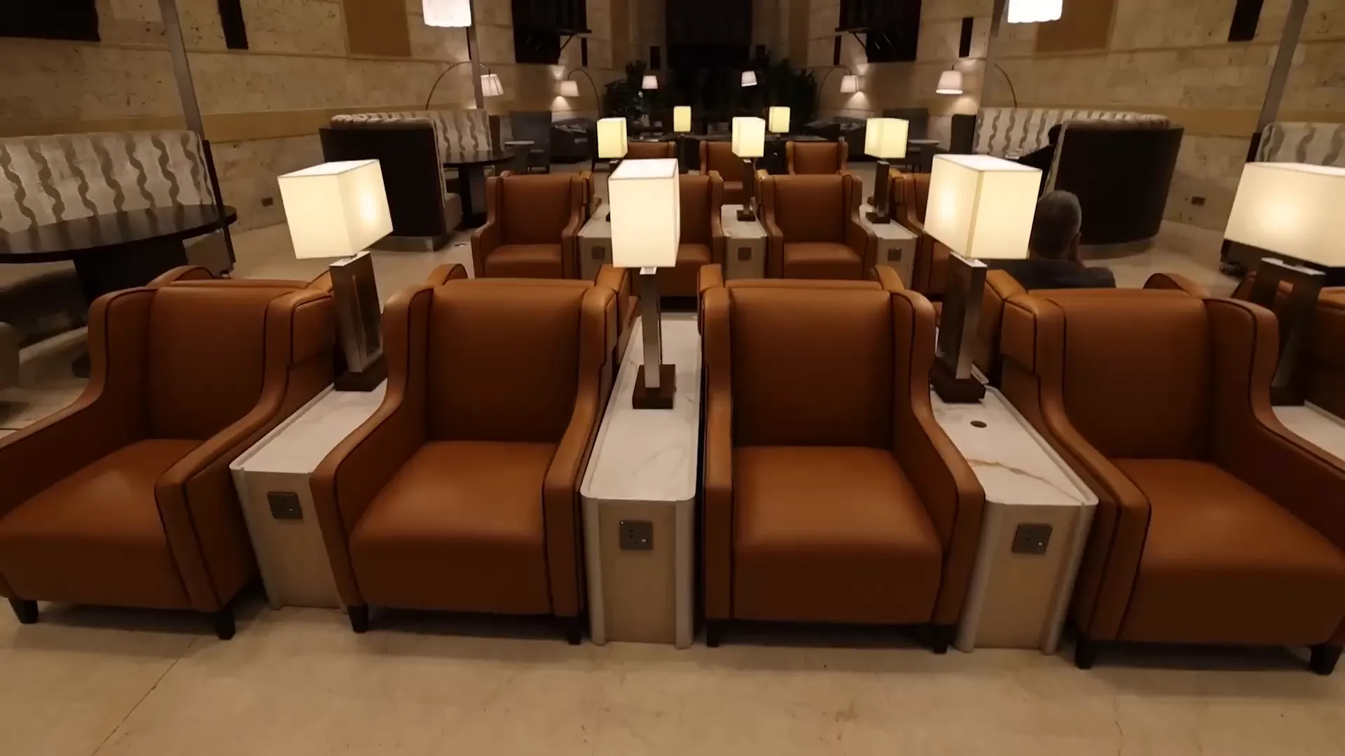 King Abdul Aziz Airport Lounge with three-story ceilings