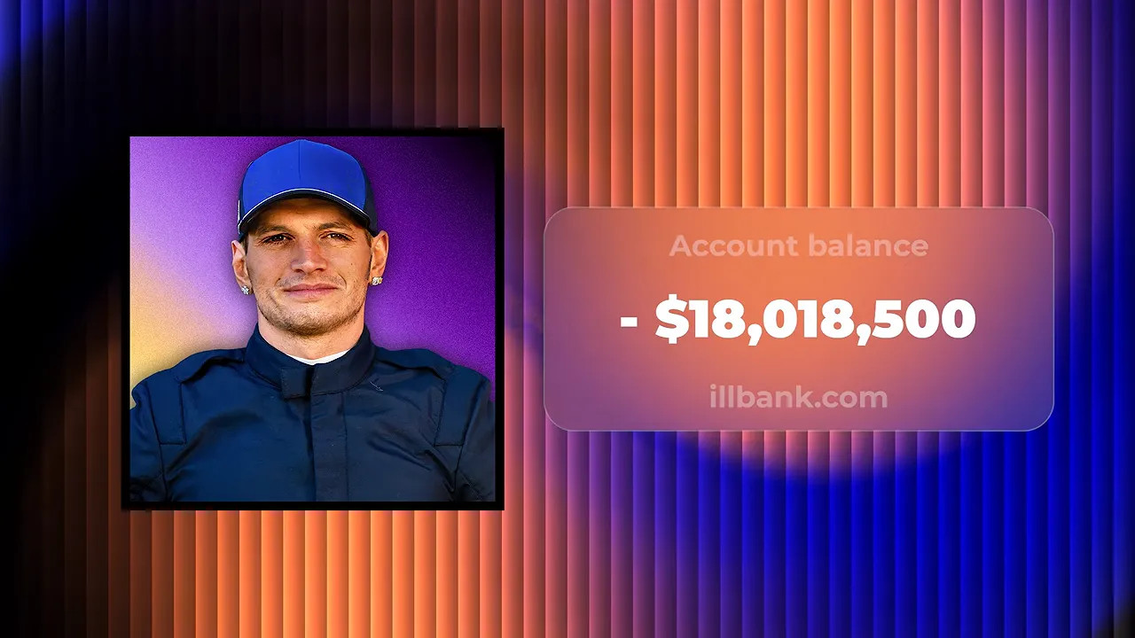 Graphic showing account balance of negative 18,018,500 dollars