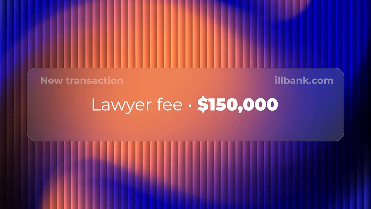 Graphic showing lawyer fee of 150,000 dollars