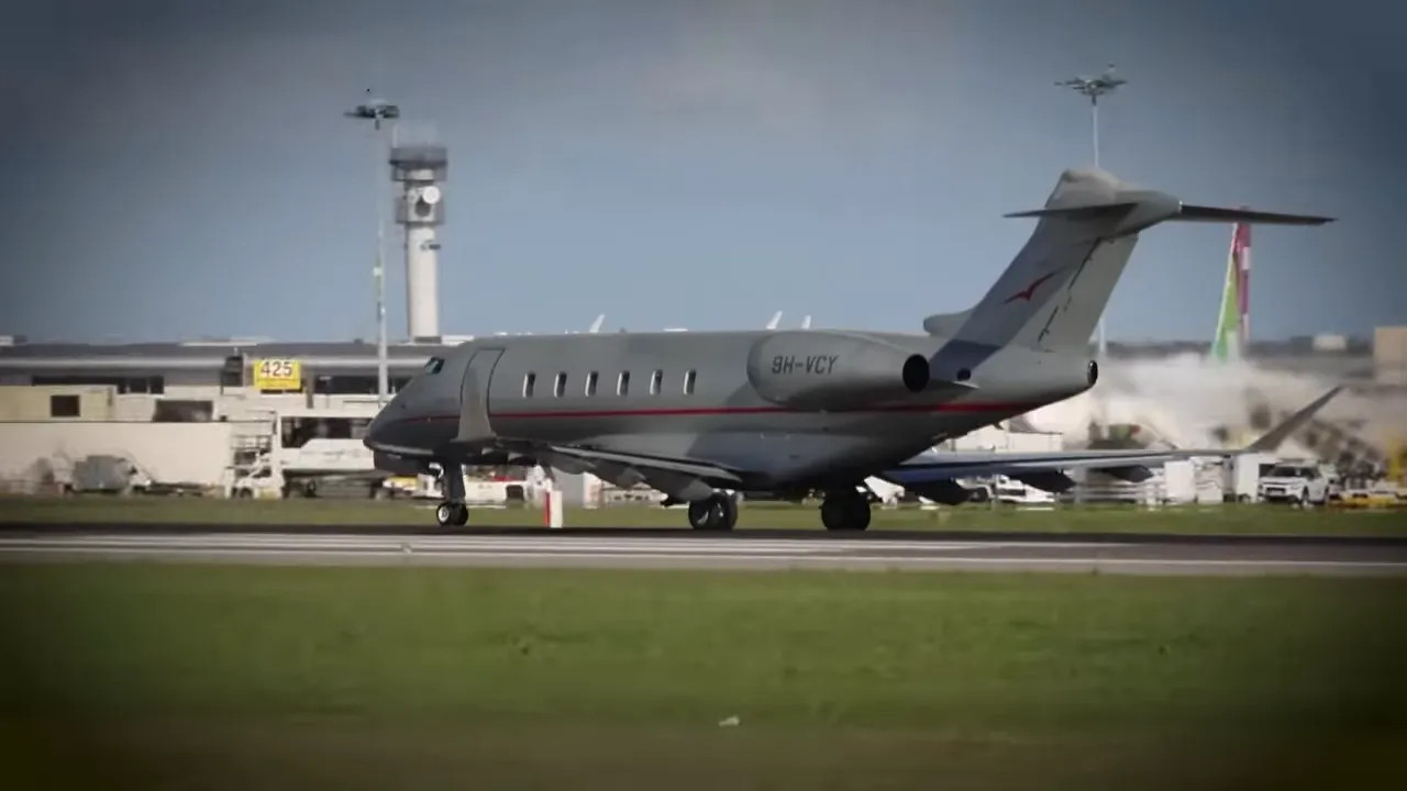 Private jet parked on a runway for F1 race-week travel