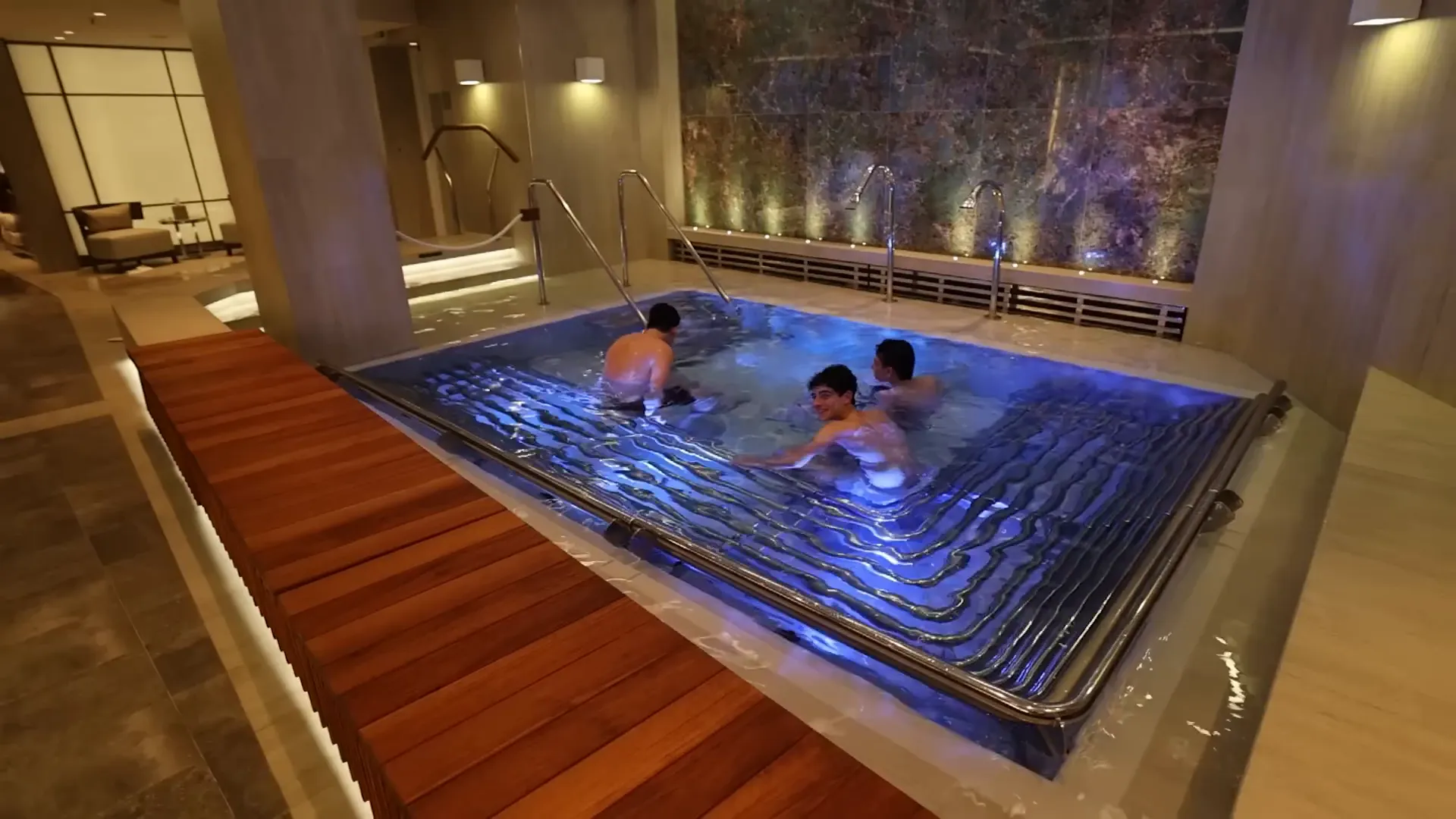Heated pool with a glass roof