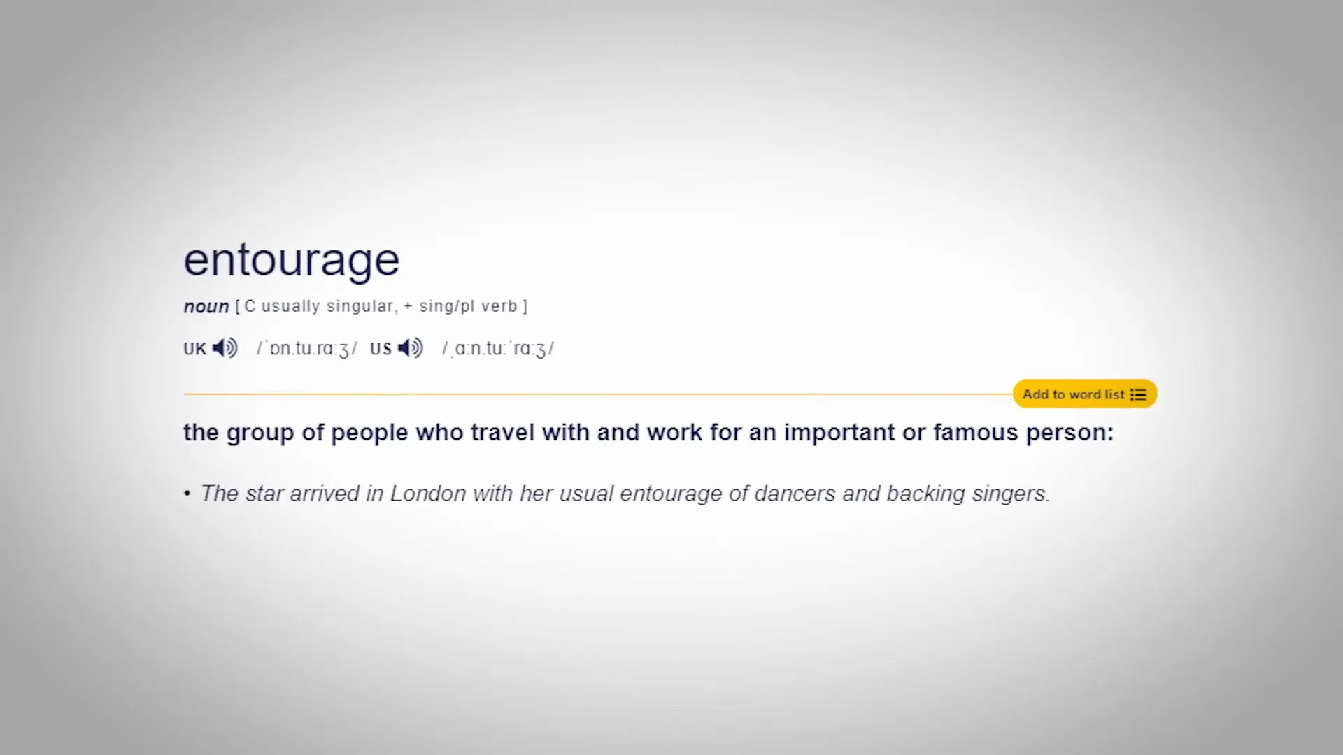 Definition of entourage