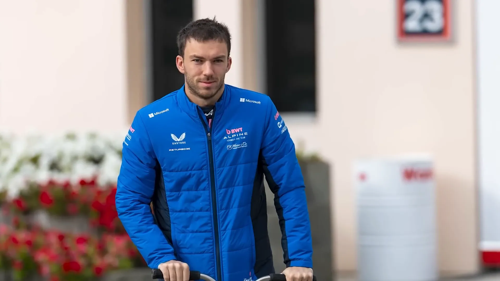 Pierre Gasly with his manager