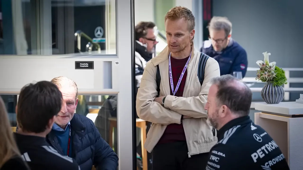 People chatting outside Mercedes hospitality during the Canadian Grand Prix